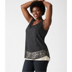 Panhandle Sleeveless Black Floral Sheer Top Size SMALL